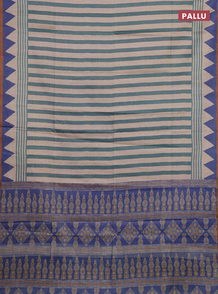 Blue & Mustard Chappa Saree