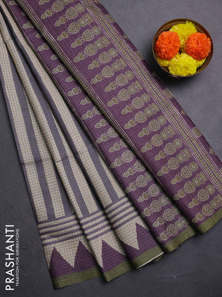 Purple & Olive Green Chappa Saree