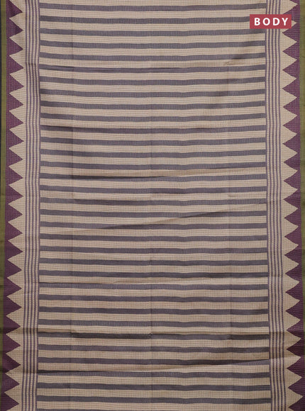 Purple & Olive Green Chappa Saree