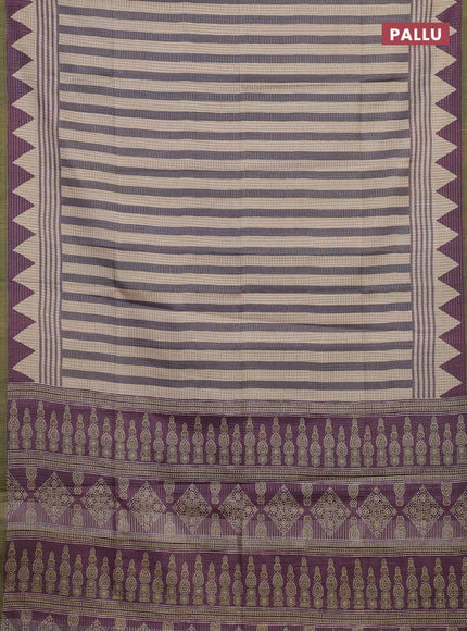 Purple & Olive Green Chappa Saree