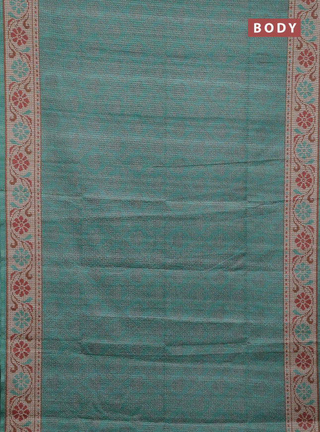 Teal Green & Beige Chappa Saree