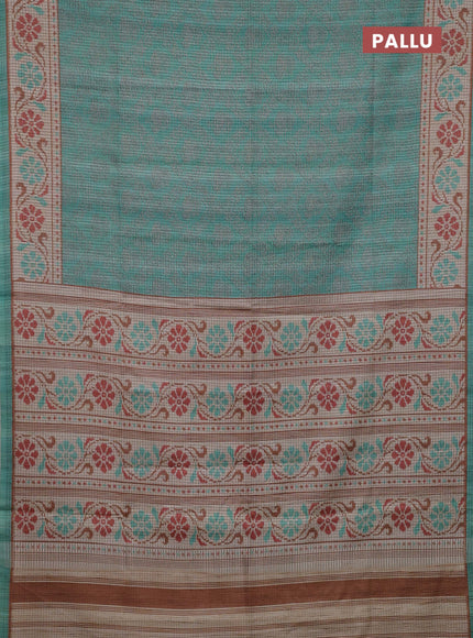 Teal Green & Beige Chappa Saree