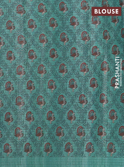 Teal Green & Beige Chappa Saree