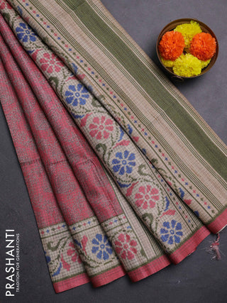 Peach Pink & Beige Chappa Saree