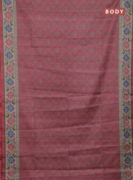 Peach Pink & Beige Chappa Saree