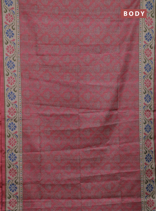 Peach Pink & Beige Chappa Saree