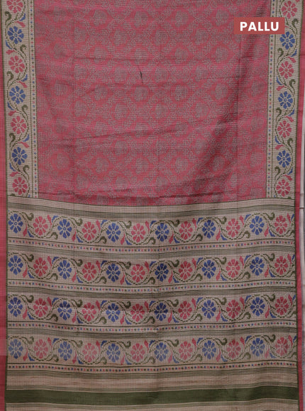 Peach Pink & Beige Chappa Saree