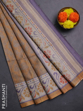 Mustard Yellow & Beige Chappa Saree