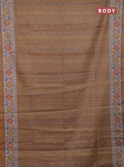 Mustard Yellow & Beige Chappa Saree