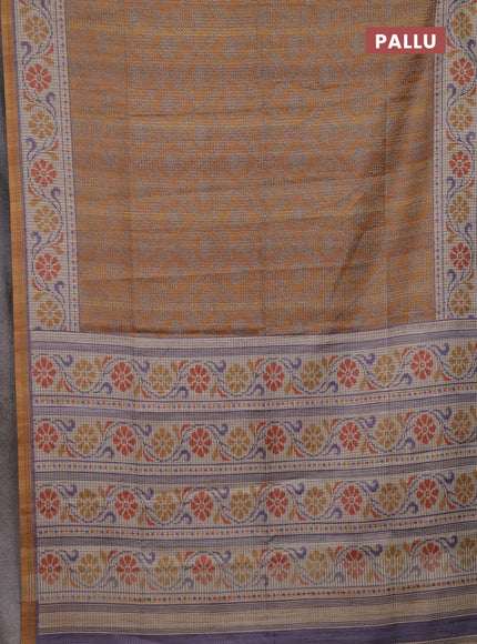 Mustard Yellow & Beige Chappa Saree