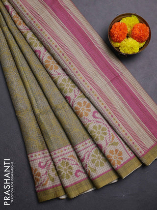 Mehendi Green & Beige Chappa Saree
