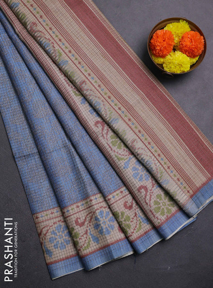 Blue & Beige Chappa Saree