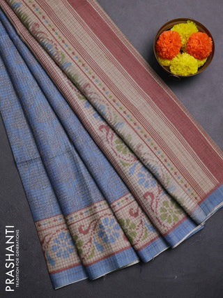 Blue & Beige Chappa Saree
