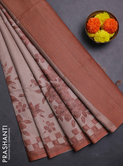 Beige & Rust Chappa Saree