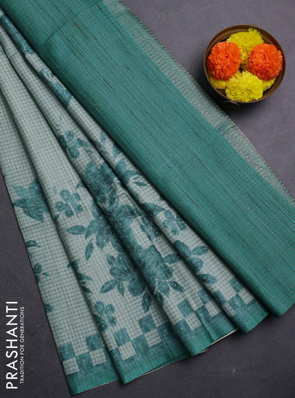 Pastel Green & Teal Green Chappa Saree