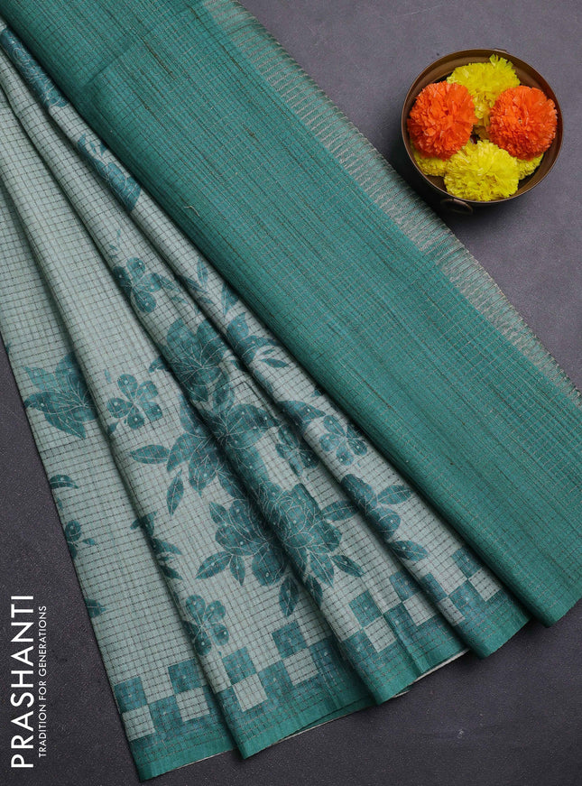 Pastel Green & Teal Green Chappa Saree