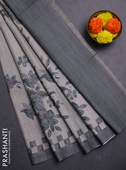 Beige & Grey Chappa Saree
