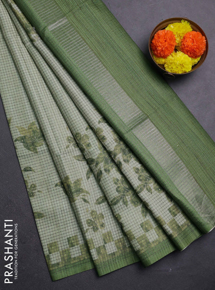 Pista Green & Green Chappa Saree