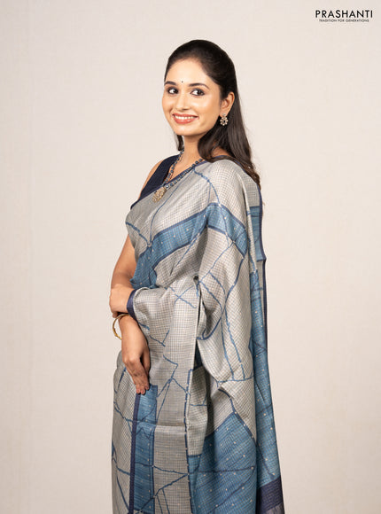 Pastel Blue & Blue Chappa Saree
