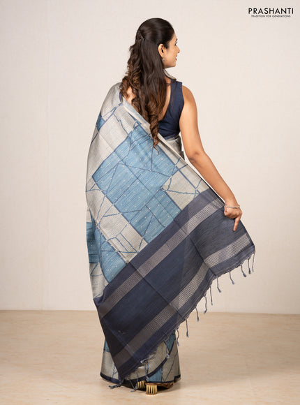 Pastel Blue & Blue Chappa Saree
