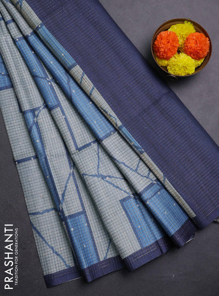 Pastel Blue & Blue Chappa Saree