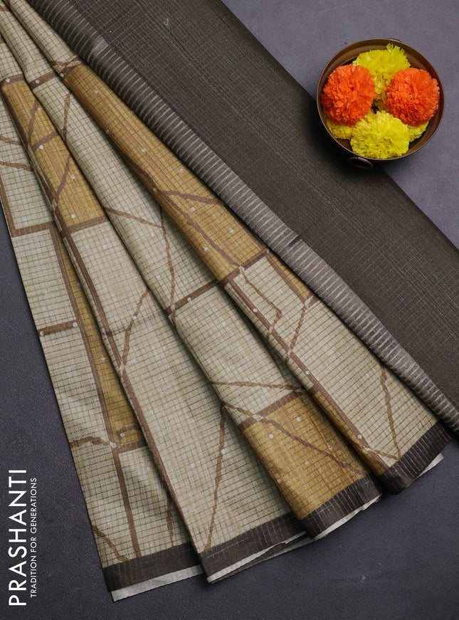 Beige & Sage Green Chappa Saree
