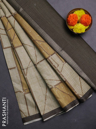 Beige & Sage Green Chappa Saree