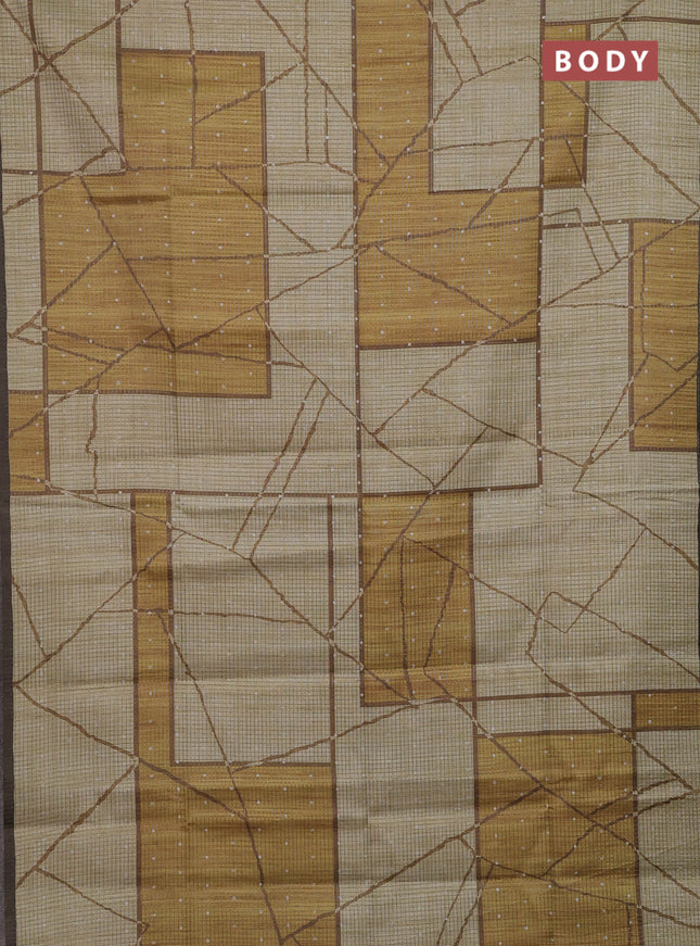 Beige & Sage Green Chappa Saree
