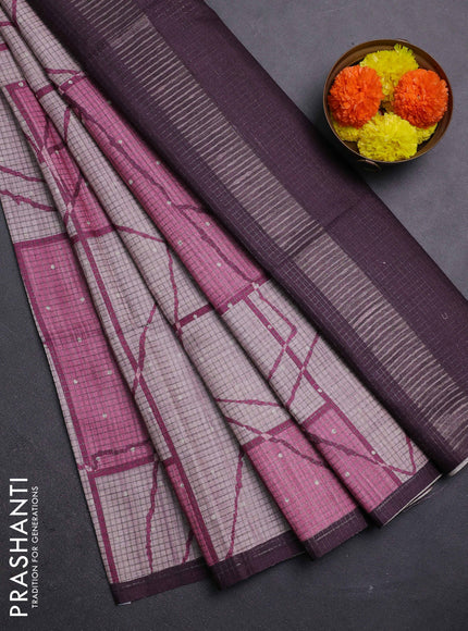 Peach Pink & Wine Chappa Saree