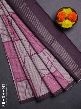 Peach Pink & Wine Chappa Saree