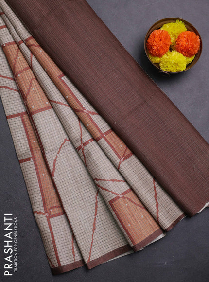 Beige & Brown Chappa Saree