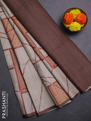 Beige & Brown Chappa Saree