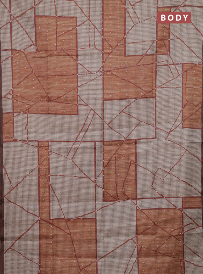 Beige & Brown Chappa Saree
