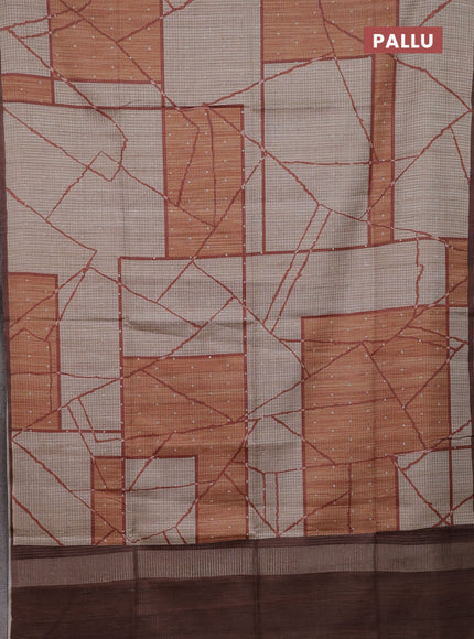 Beige & Brown Chappa Saree