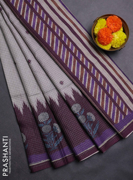 Beige & Wine Chappa Saree