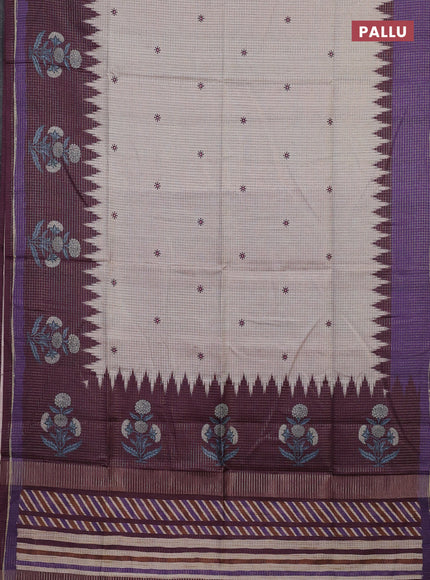 Beige & Wine Chappa Saree