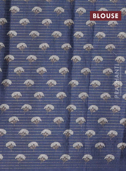 Beige & Peacock Blue Chappa Saree