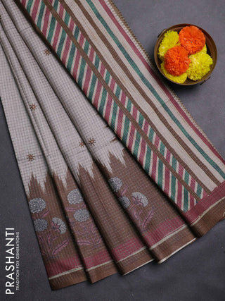 Beige & Brown Chappa Saree