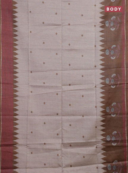 Beige & Brown Chappa Saree