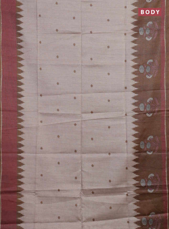 Beige & Brown Chappa Saree