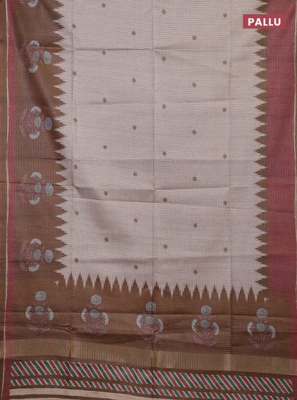 Beige & Brown Chappa Saree