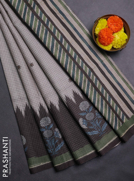 Beige & Grey Chappa Saree