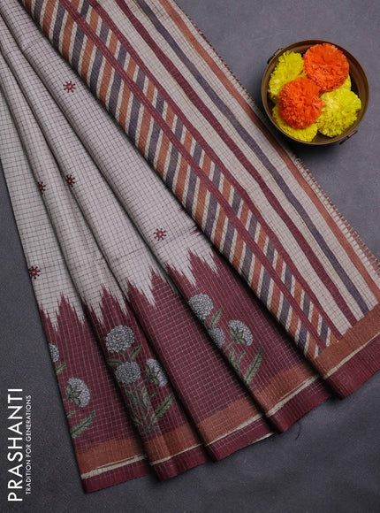 Beige & Maroon Chappa Saree