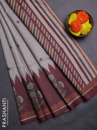 Beige & Maroon Chappa Saree