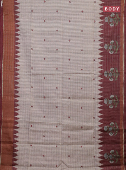 Beige & Maroon Chappa Saree