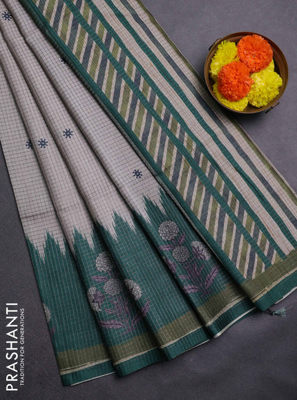 Beige & Green Chappa Saree