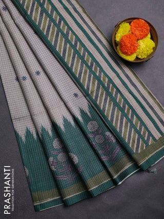 Beige & Green Chappa Saree