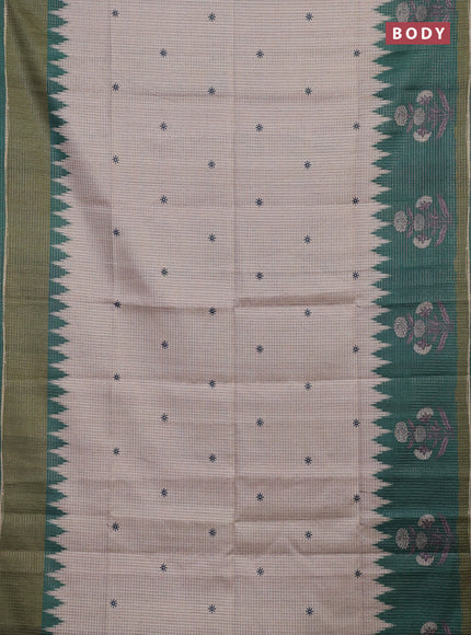 Beige & Green Chappa Saree