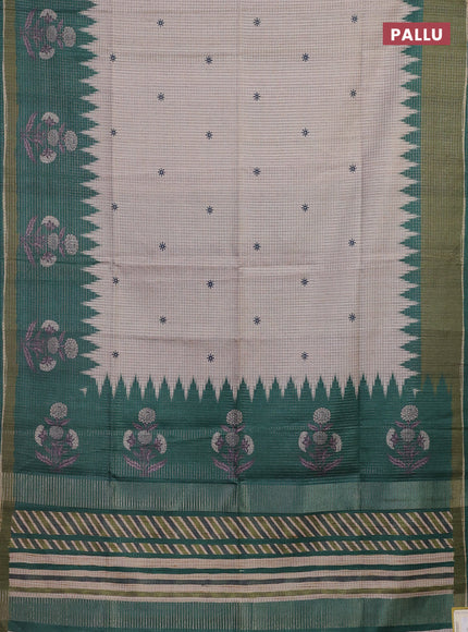 Beige & Green Chappa Saree
