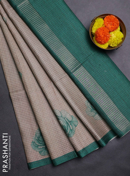Beige & Green Chappa Saree